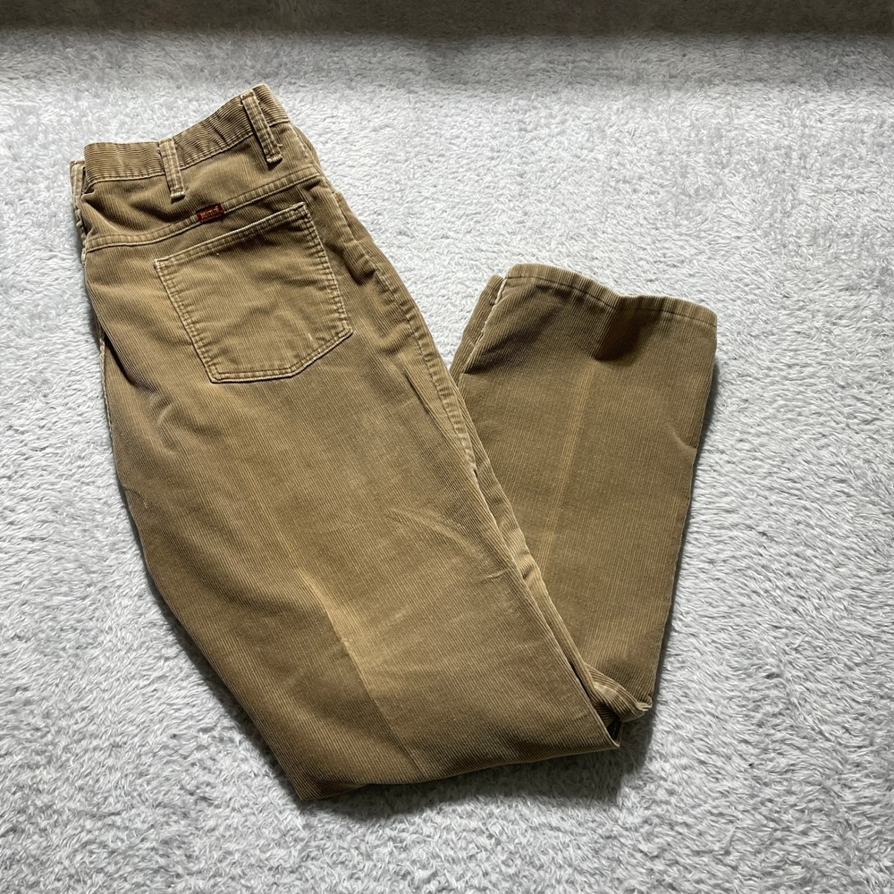 Vintage Rustler Mens Tan Corduroy Pants Straight Leg Brown 38x32 Made in USA